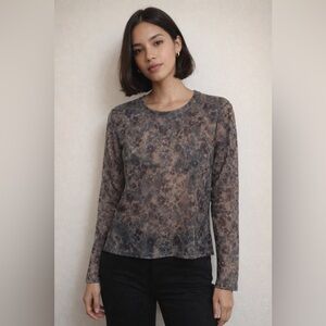 Joe Fresh Sheer 90’s Style Floral Long Sleeve Top